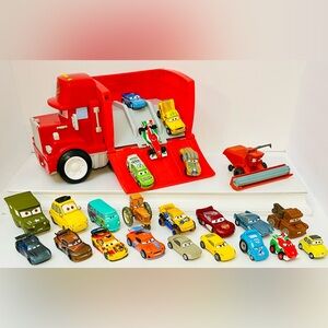 Disney Pixar Cars Wheelies MACK Hauler+23 Disney Cars ++